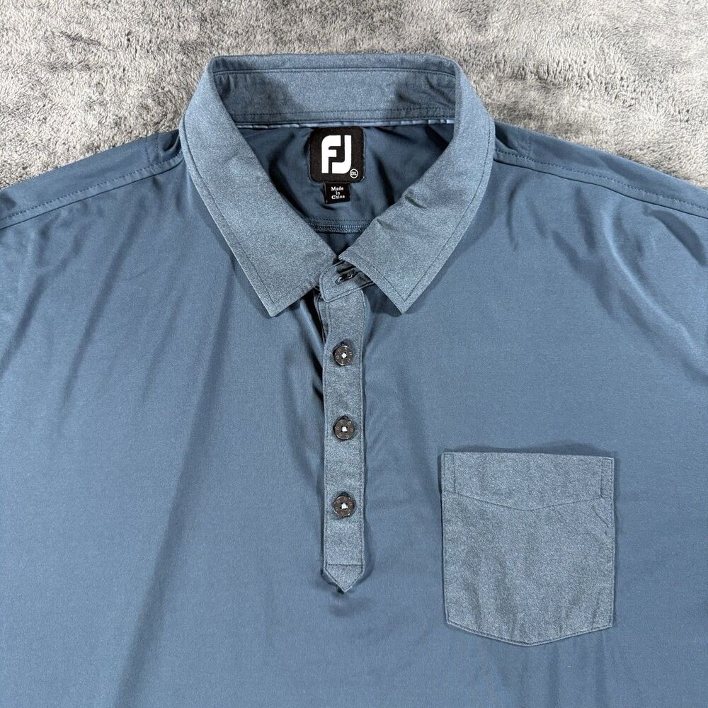FootJoy Golf Tonal Trim Solid Pocket Lisle Polo Men’s 2XL Ink One Pocket